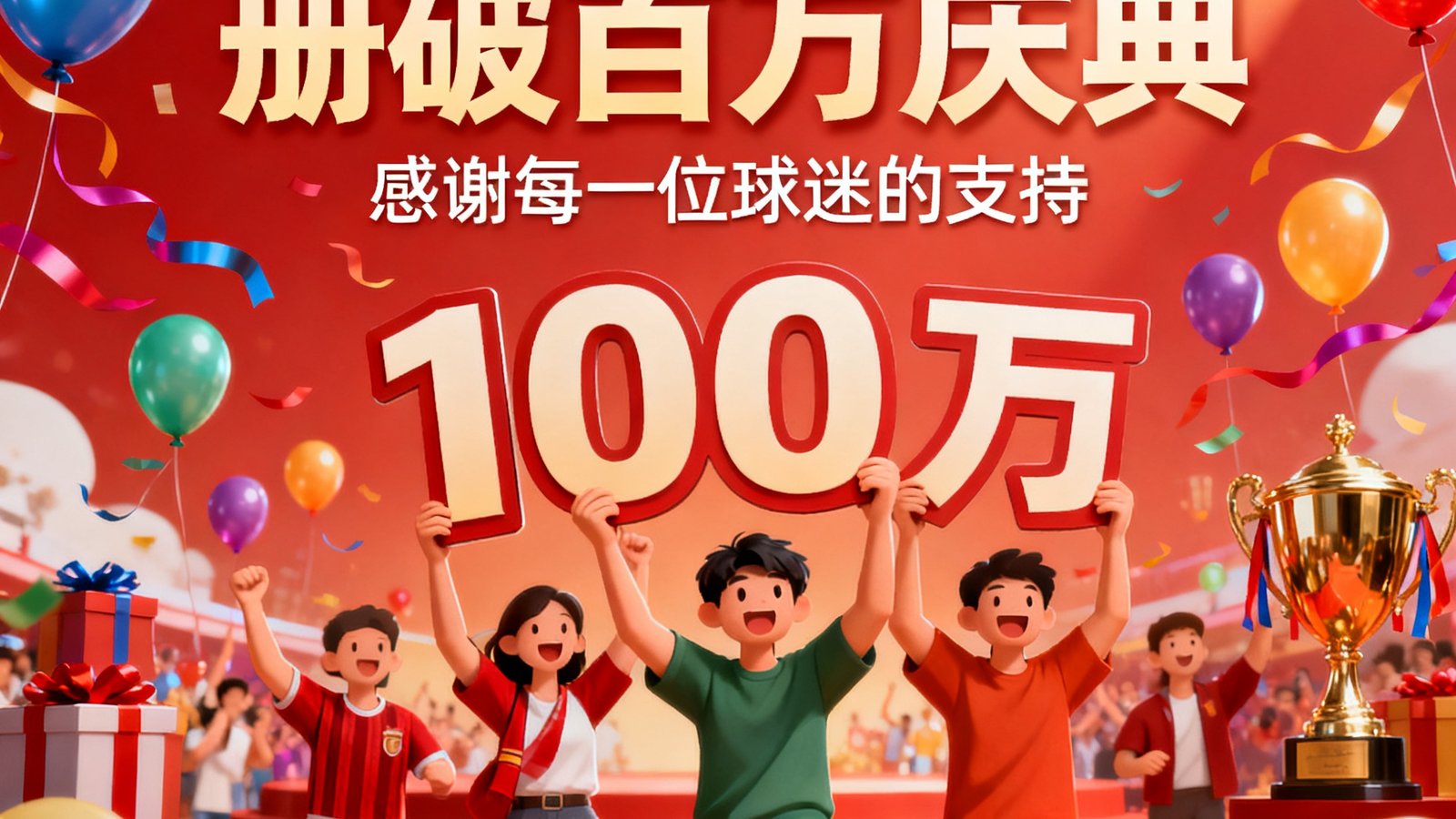 球迷社区注册用户突破一百万,庆祝活动